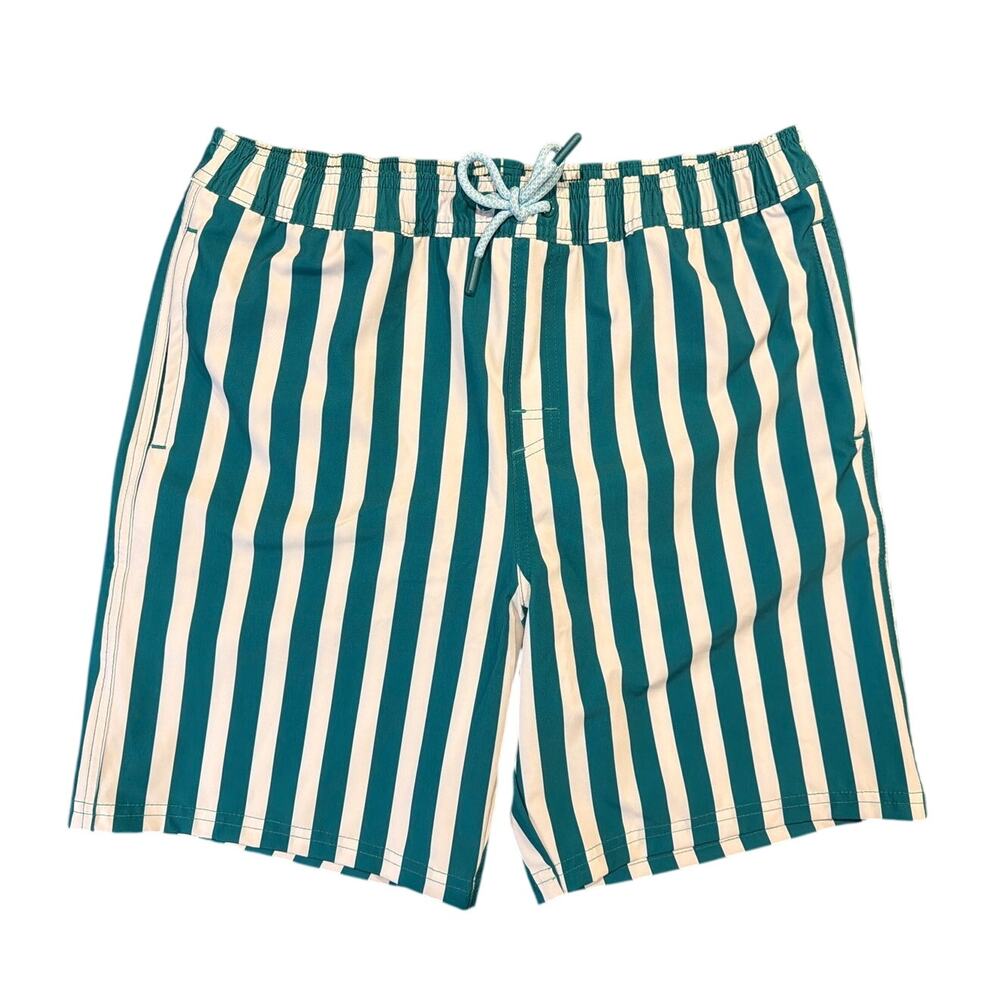 NWOT Nordstrom Swim Trunks, Green White Stripe, Boys XL 14/16